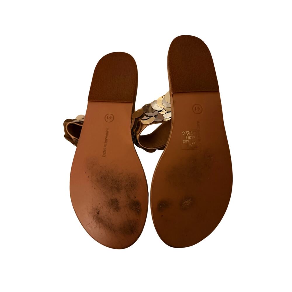 Ancient Greek Sandals Calisto Metallic Disc Toe Ring Sandals Size 41 - Picture 3 of 3